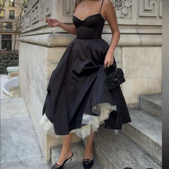 HOUSE OF CB MADEMOISELLE BLACK TULLE DRESS MEDIUM - Picture 6 of 14